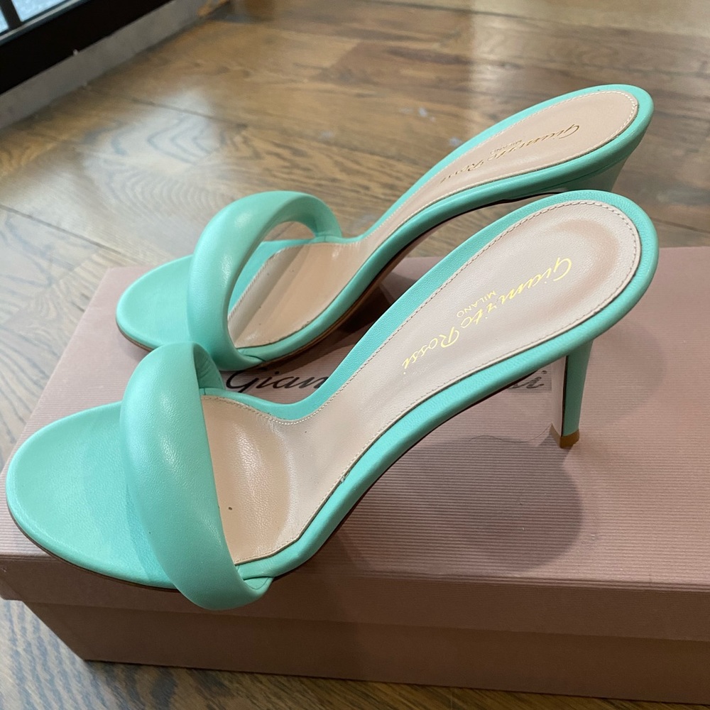 Gianvito Rossi Mint Green Mule Sandals
